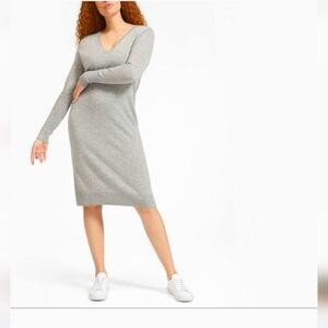 Everlane 100% Cashmere Light Grey Long Sleeve Sweater Dress Small